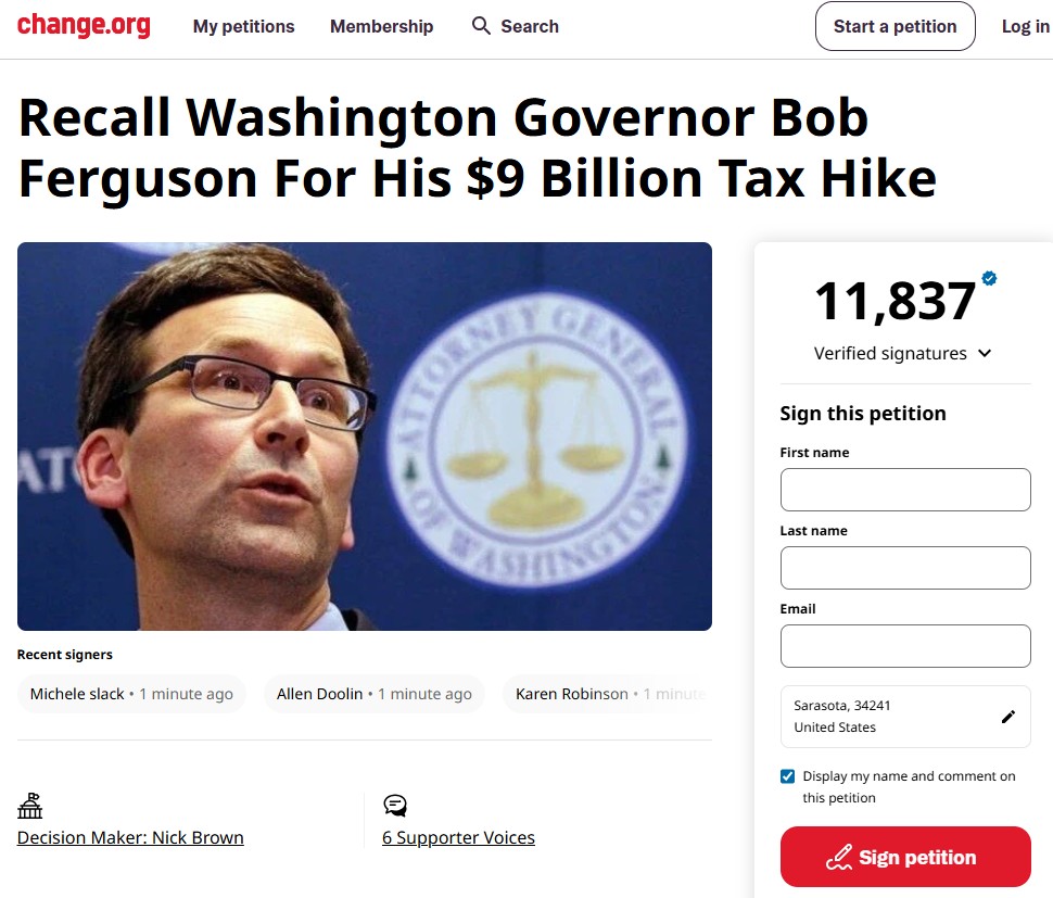 The Reality of Recalling Governor Bob Ferguson: Why It's Nearly Impossible and What You Should Do Instead change recall petition